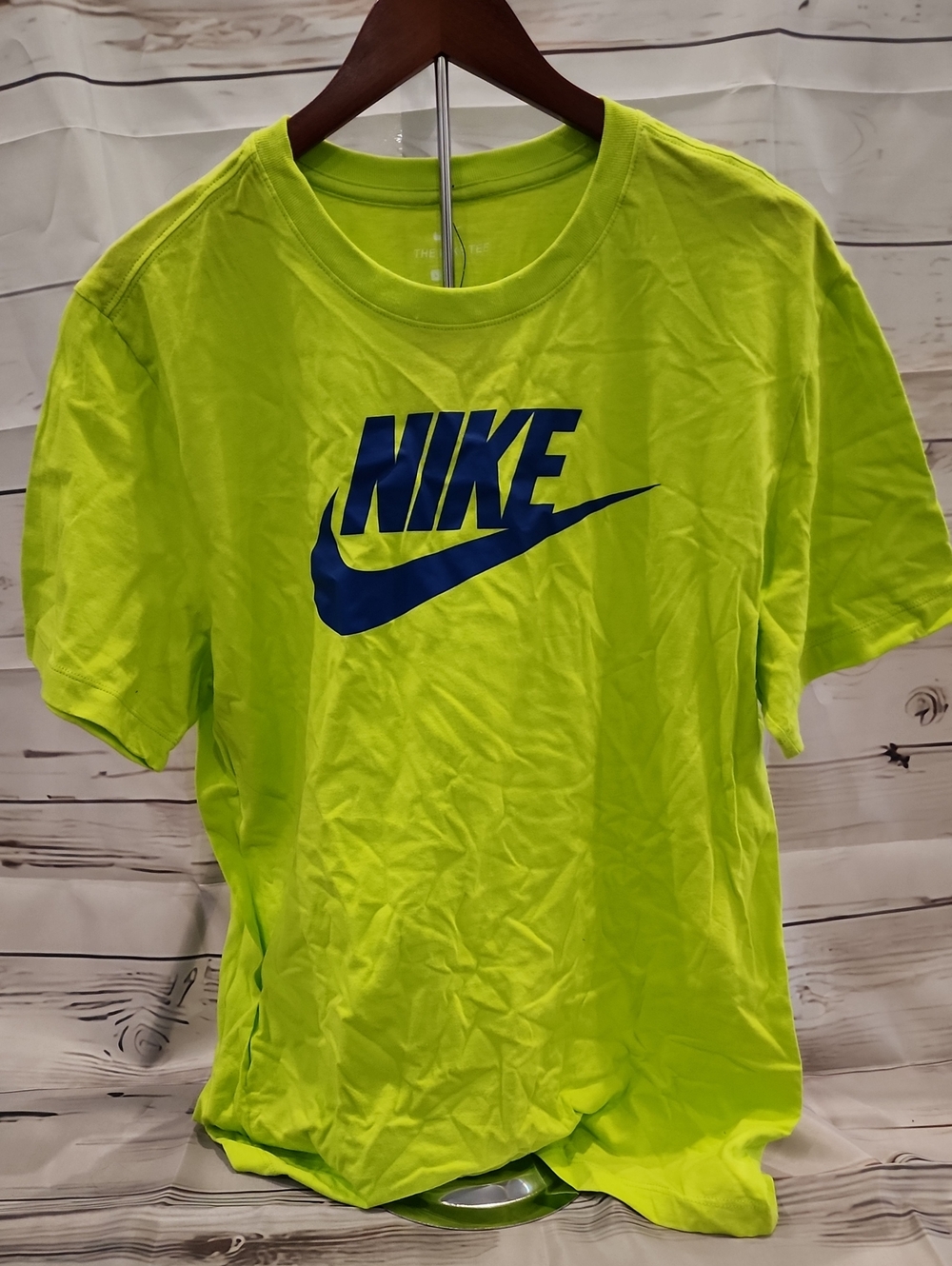 Nike Lime Green T-Shirt with Blue Logo